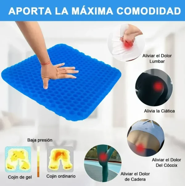 Cojín de Gel Panal Ergonómico para Silla de Oficina, Auto y Banco