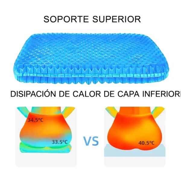 Cojín de Gel Panal Ergonómico para Silla de Oficina, Auto y Banco
