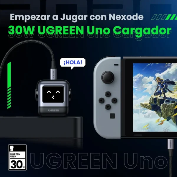 UGREEN Nexode Mini Robot 30W USB-C — cargador GaN con pantalla LED