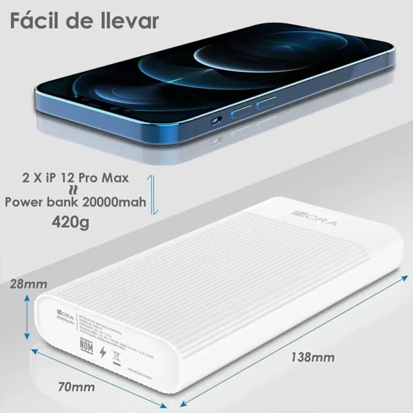 gar117 (3) Power Bank 1 Hora GAR117 20000mAh — Carga Dual con Pantalla LED