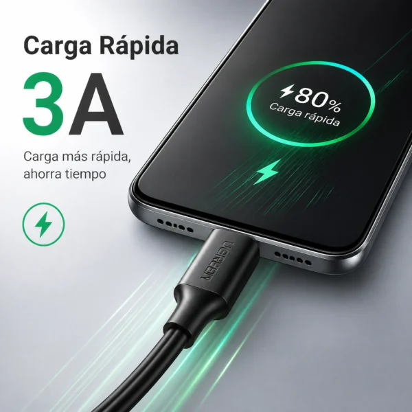 Cable USB-A a USB-C Carga Rápida 3A y 5Gbps UGreen 20882
