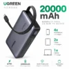 Power Bank 20,000mAh 67W con Cable USB-C Integrado para Laptop y Celular UGREEN