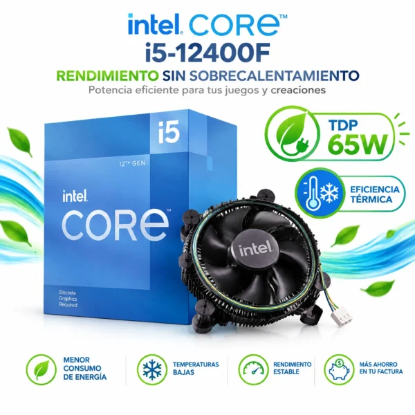 Intel Core i5-12400F — Procesador Gaming 6 Núcleos 12 Hilos hasta 4.40GHz