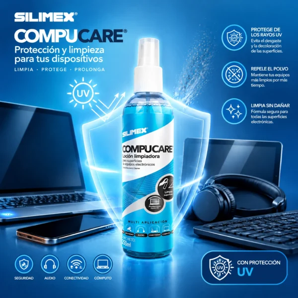 Loción Limpiadora Desengrasante para Equipos Electrónicos Silimex Compucare 250 ml