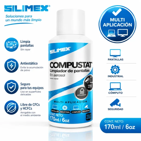 Limpiador de Pantallas en Aerosol No Conductivo para LCD LED OLED Silimex 170 ml