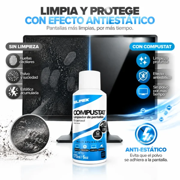Limpiador de Pantallas en Aerosol No Conductivo para LCD LED OLED Silimex 170 ml