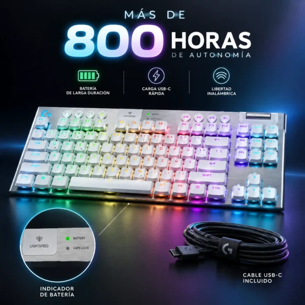 Teclado Mecánico Inalámbrico TKL Bajo Perfil para Gaming Logitech G915 X