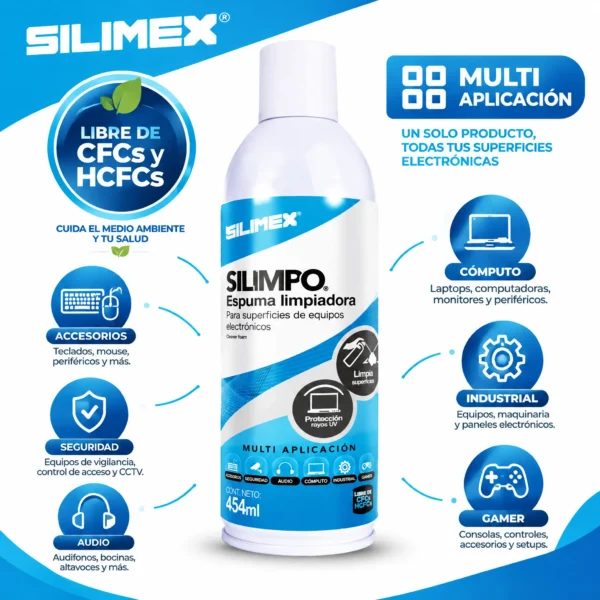 Espuma Limpiadora Silimex Silimpo 454 ml para Equipos de Cómputo