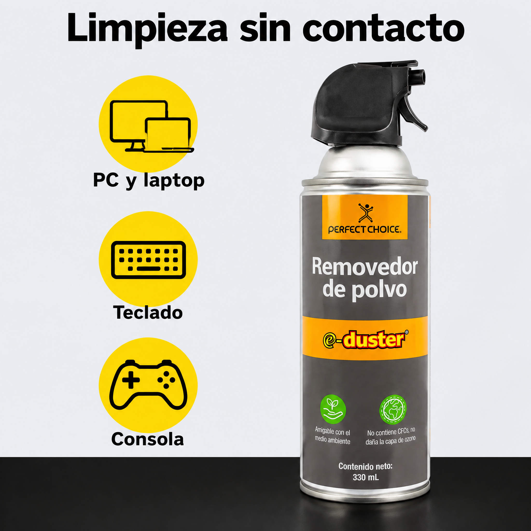 Usos del aire comprimido Perfect Choice E-Duster: limpieza sin contacto de PC, laptop, teclado y consola